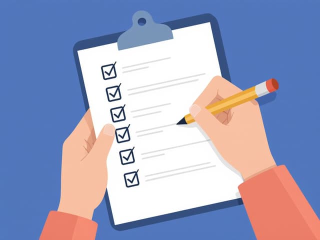 Person completing a self-assessment representing personal insight and evaluation