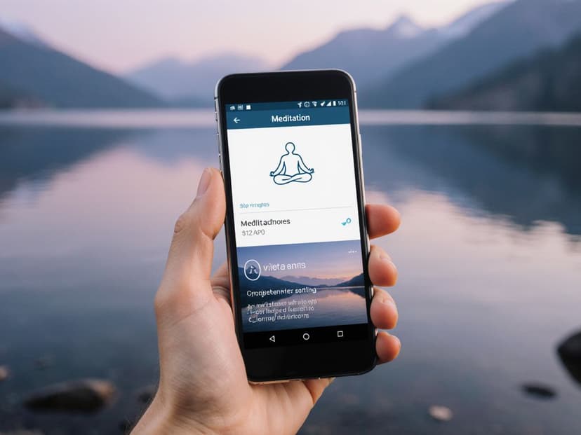 Smartphone displaying meditation app interface representing digital wellness tools
