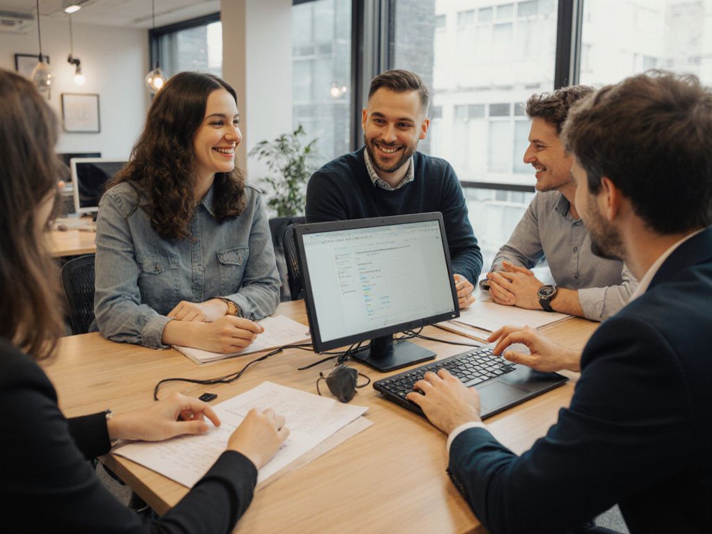 Collaborative workspace representing editorial team and content creation