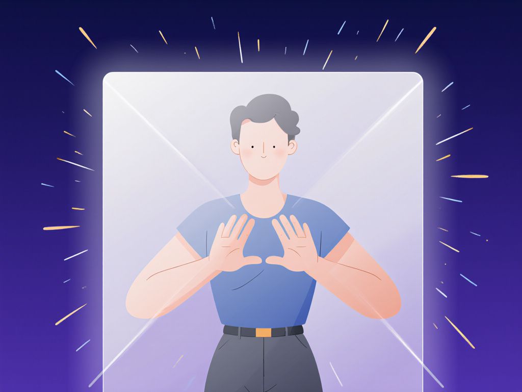 Person setting healthy boundaries surrounded by protective light representing self-care